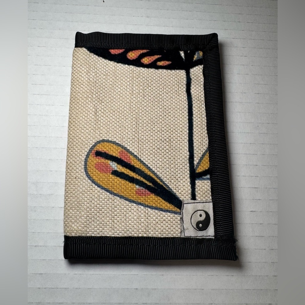 hemp tri-fold wallet with a unique graphic design